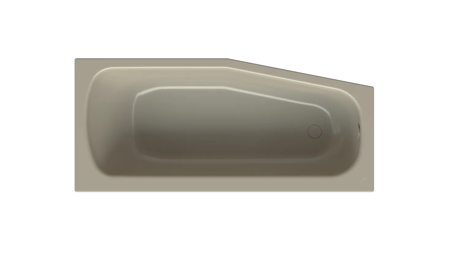 Bette Bambino Badewanne, links, Cashmere, glasierter Titan-Stahl, 1.570 x 700 mm, 30 mm Randhöhe, 1-Sitzer, Raumspar-Badewanne