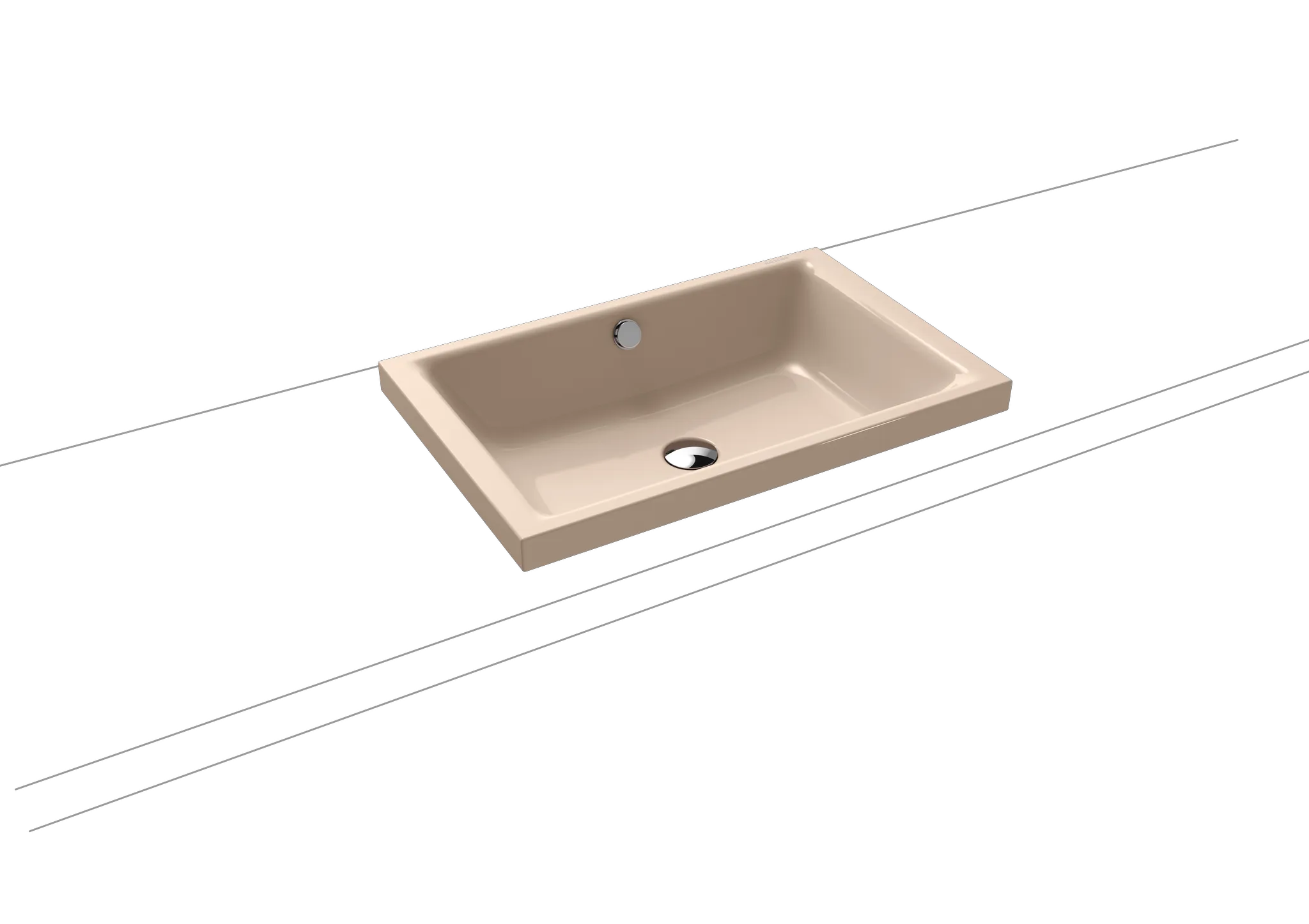 Aufsatzwaschtisch „Puro S“ 60 × 38,5 cm, ohne Hahnlochbohrung in bahamabeige, mit Perl-Effekt