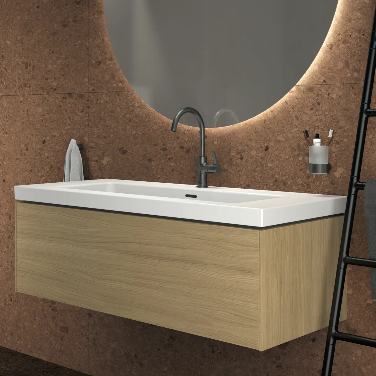 Ideal Standard Waschtischunterschrank „Conca“ 120 × 37 × 50,5 cm Eiche hell Furnier Ideal Standard Waschtischunterschrank „Conca“ 120 × 37 × 50,5 cm Eiche hell Furnier