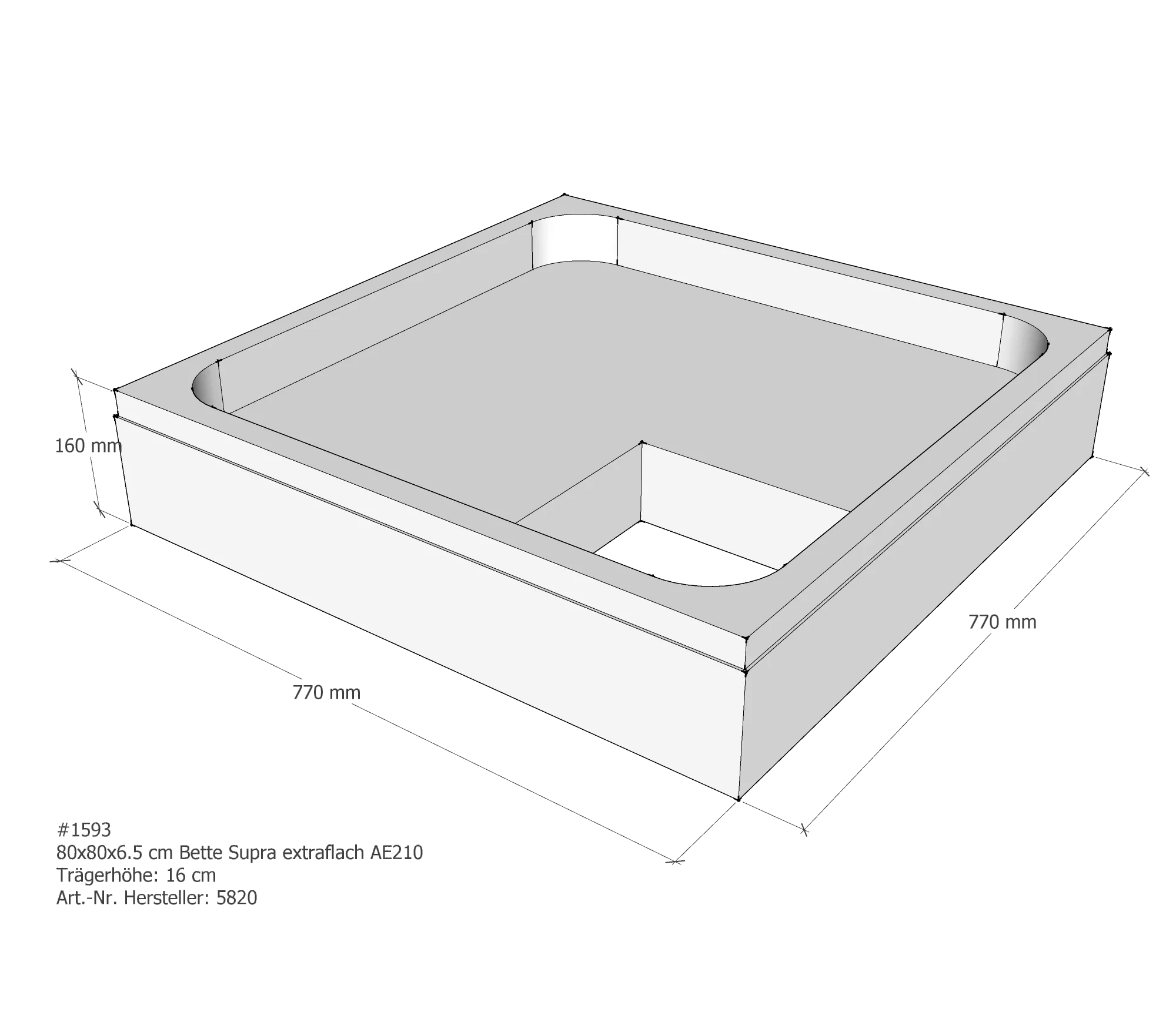 Duschwannenträger passend für Bette BetteSupra 80 × 80 × 6,5 cm