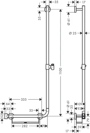 Hansgrohe Unica Brausestange Comfort 110 cm rechts, Weiß/Chrom Hansgrohe Unica Brausestange Comfort 110 cm rechts, Weiß/Chrom