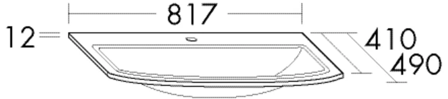 burgbad Waschbecken „Sys30“ 857 × 530 × 52 mm, Hahnlochposition mittig
