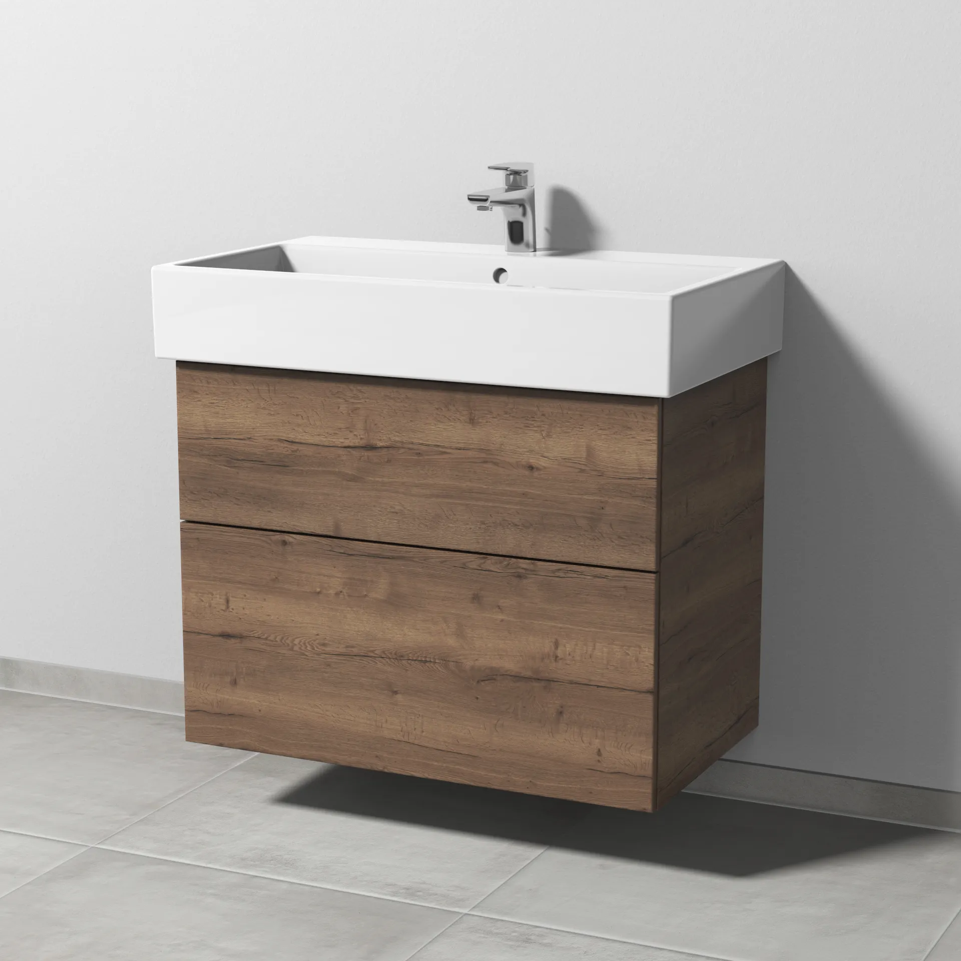 Sanipa Waschtischunterschrank „3way“ passend zu Keramik-Waschtische Vero Air von Duravit 750 × 591 × 447 mm in Eiche Tabak