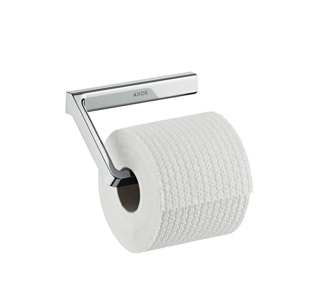 Hansgrohe AXOR Universal Softsquare Toilettenpapierhalter, Chrom, Wandmontage mit verdeckter Befestigung, 35 mm Bohrabstand, 6 mm Bohrlochdurchmesser