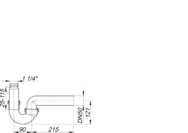 Röhren-Siphon 100/0, 1 1/4″ x DN 50