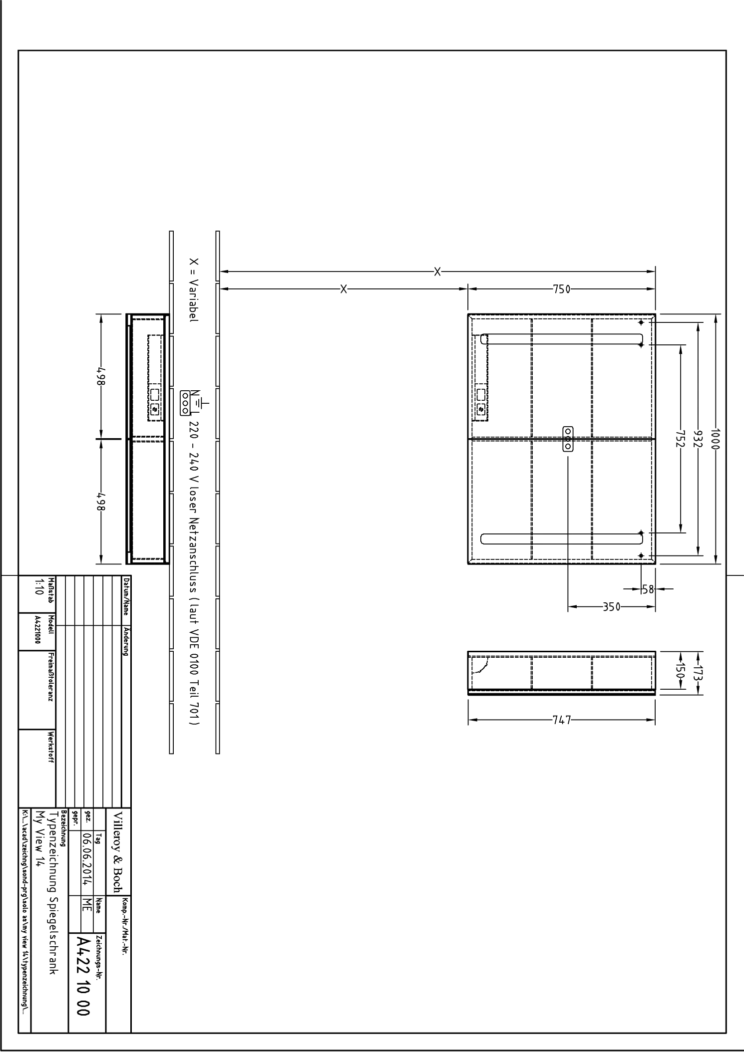Villeroy & Boch Vorbau-Spiegelschrank „My View 14“ 1000 × 750 × 173 mm in White Matt
