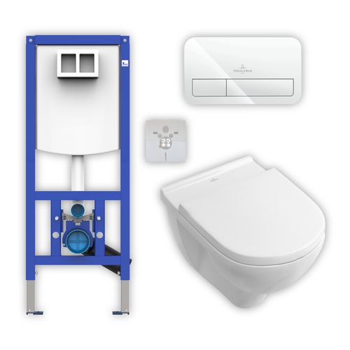 Set Villeroy & Boch O.novo Wand-WC & Betätigungsplatte mit Vorwandelement und Schallschutz