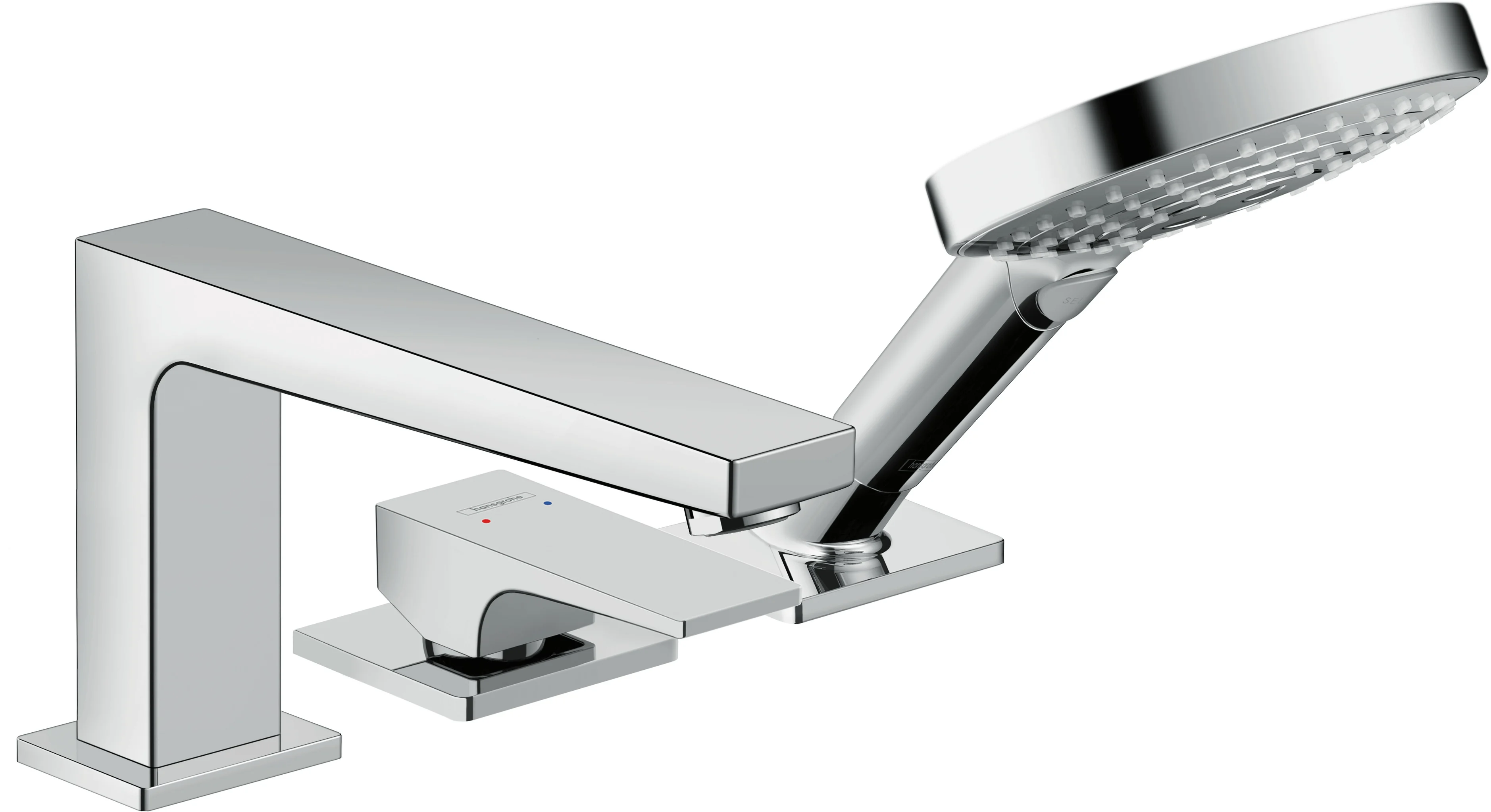 Hansgrohe Metropol 3-Loch Einhebel-Wannenrandmischer Chrom, Ausladung 197 mm, max. Durchfluss 19 l/min, einstellbare Temperaturbegrenzung