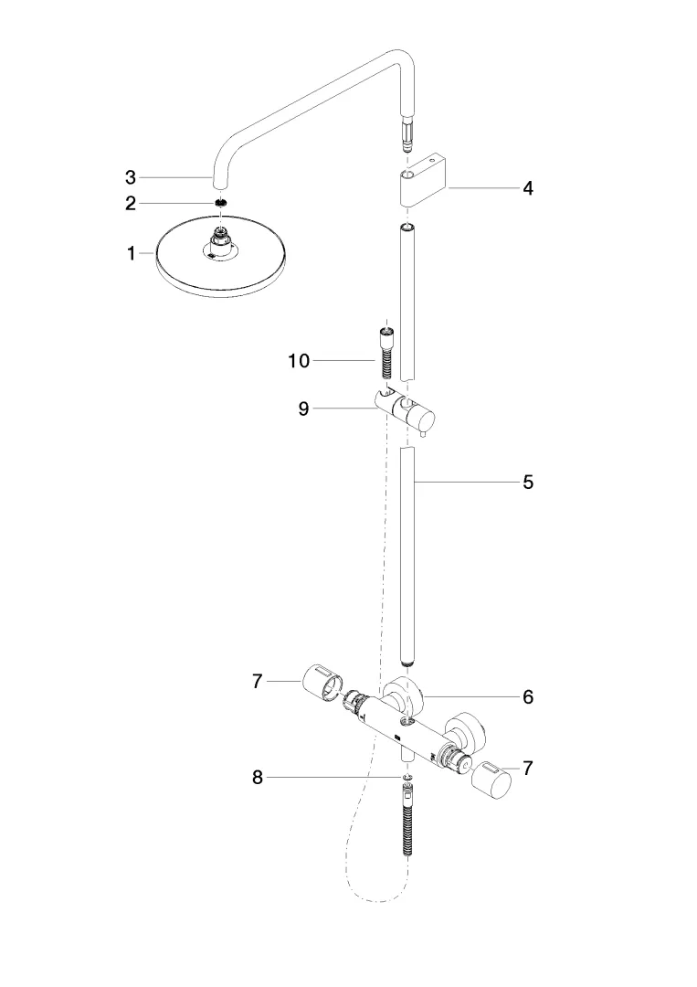 Dornbracht Shower Pipe mit Brause-Thermostat ohne Handbrause FlowReduce - Chrom Dornbracht Shower Pipe mit Brause-Thermostat ohne Handbrause FlowReduce - Chrom