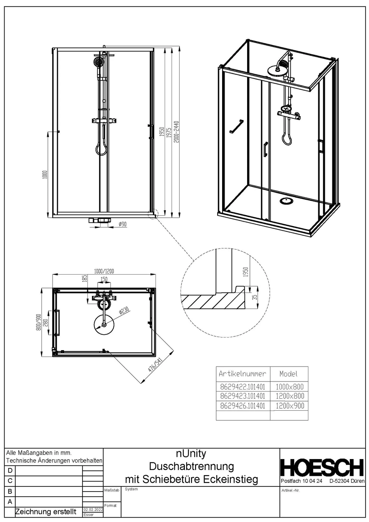 Hoesch nUnity Duschkabine Liberty Eckversion 1200x800 Hoesch nUnity Duschkabine Liberty Eckversion 1200x800