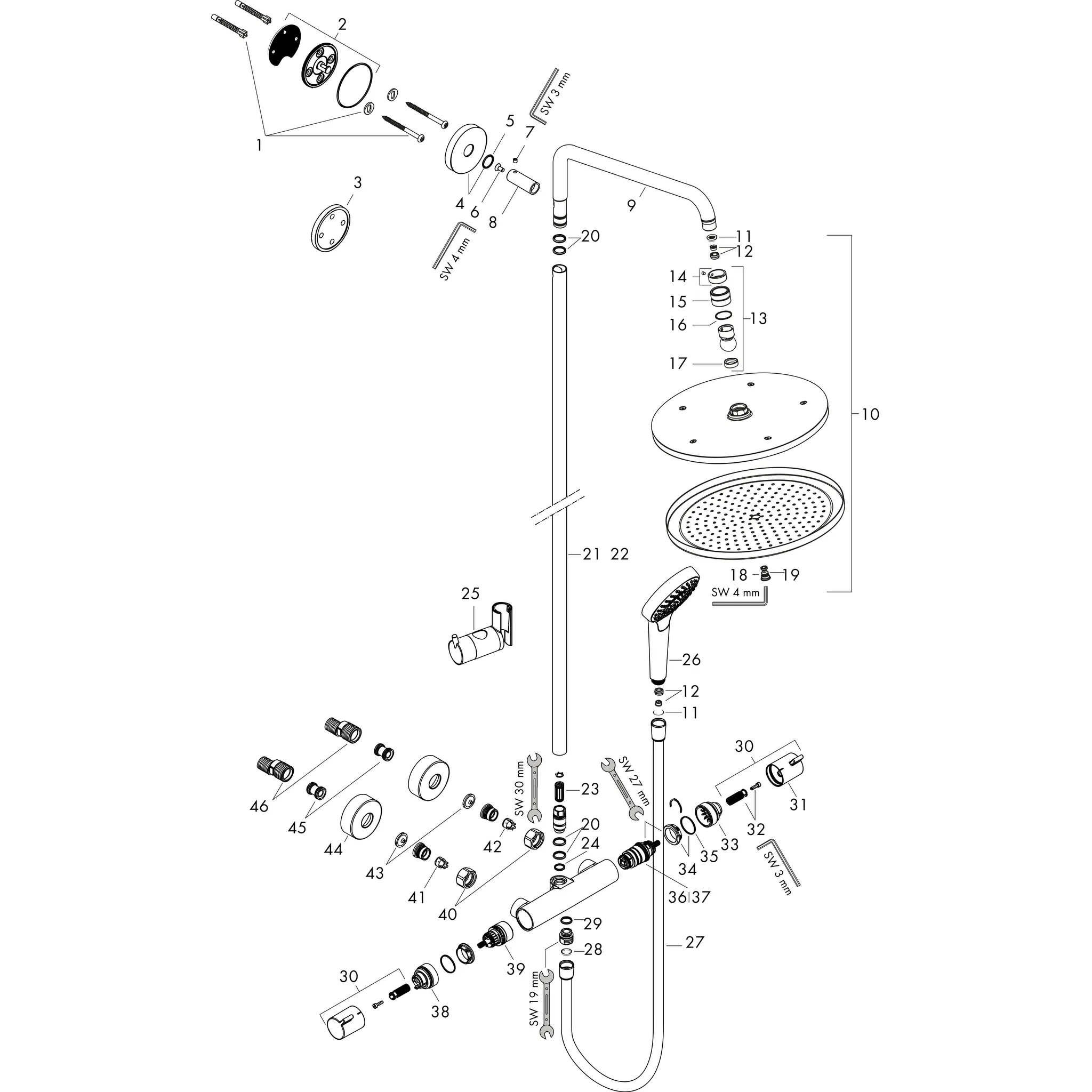 Showerpipe Croma Select S 280 EcoSmart chrom Showerpipe Croma Select S 280 EcoSmart chrom