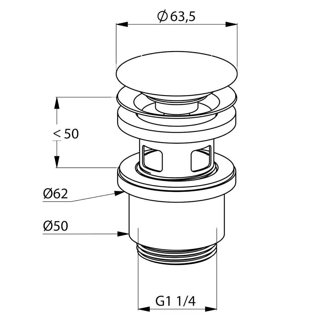 Kludi Push-Open Ablaufventil - Chrom, G1 1/4, für Waschtisch und Bidet mit Überlauf Kludi Push-Open Ablaufventil - Chrom, G1 1/4, für Waschtisch und Bidet mit Überlauf