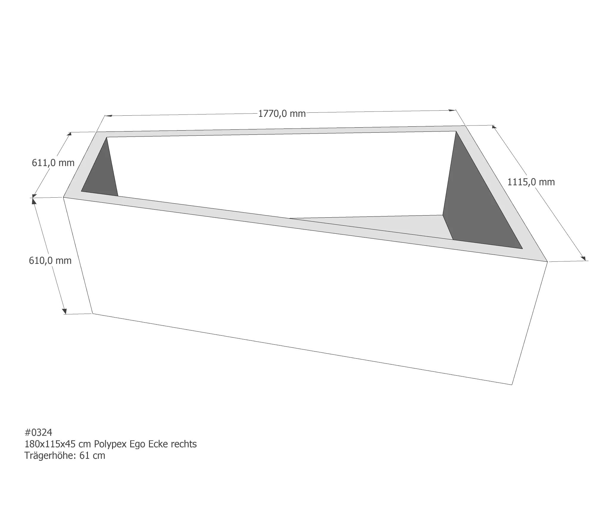 Badewannenträger passend für Polypex Ego 1800 Ecke rechts rechts 180 × 115 × 45 cm Badewannenträger passend für Polypex Ego 1800 Ecke rechts rechts 180 × 115 × 45 cm