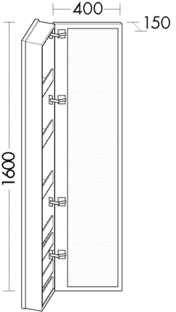 Ganzkörperspiegel bel von burgbad – 1 Koffertür, 5 Ablagen, 1 Spiegel, 410 mm breit, 1.610 mm hoch Ganzkörperspiegel bel von burgbad – 1 Koffertür, 5 Ablagen, 1 Spiegel, 410 mm breit, 1.610 mm hoch