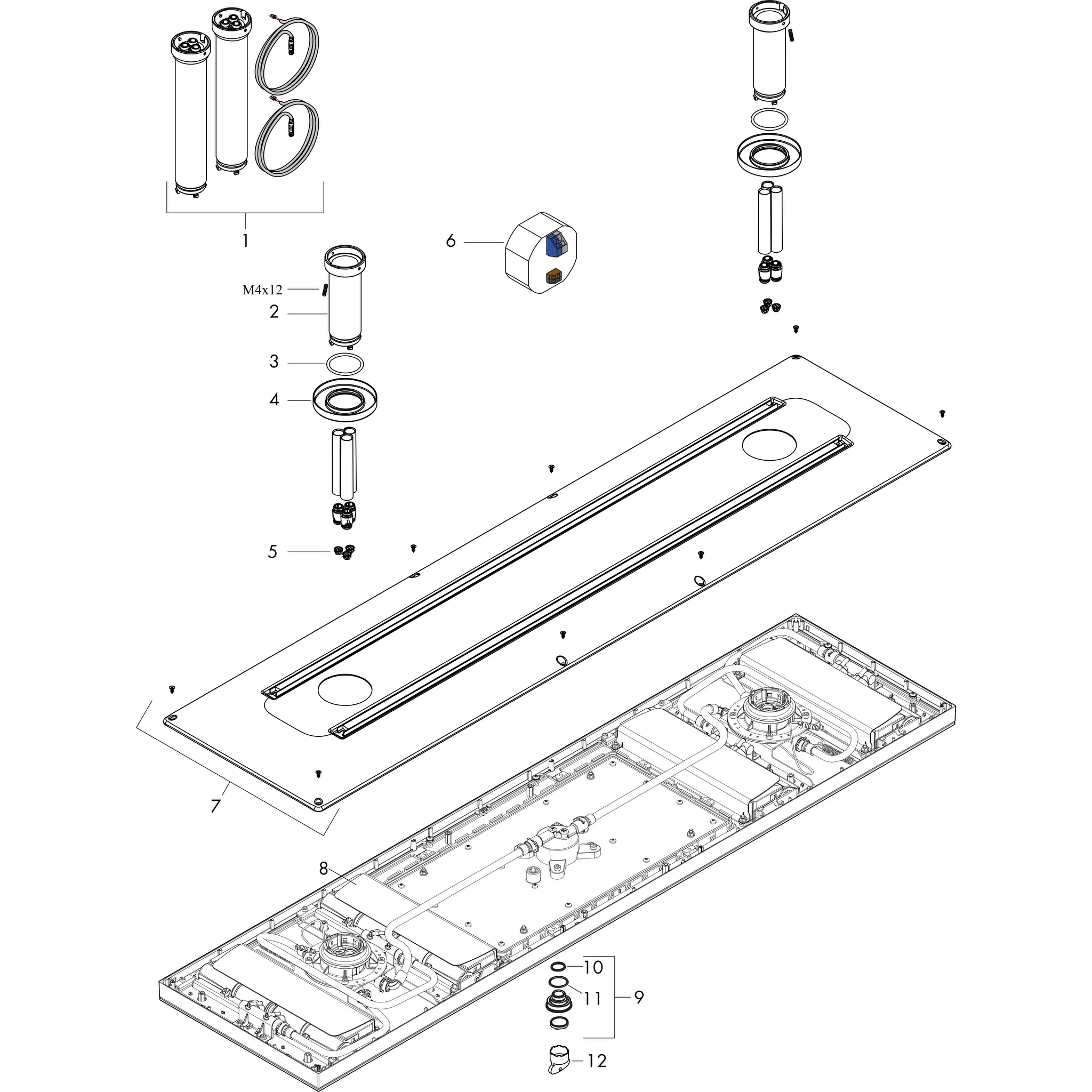 Hansgrohe AXOR ShowerSolutions Kopfbrause 1200x300 mm 4jet mit Lichtmodul 5000 K Brushed Nickel Hansgrohe AXOR ShowerSolutions Kopfbrause 1200x300 mm 4jet mit Lichtmodul 5000 K Brushed Nickel