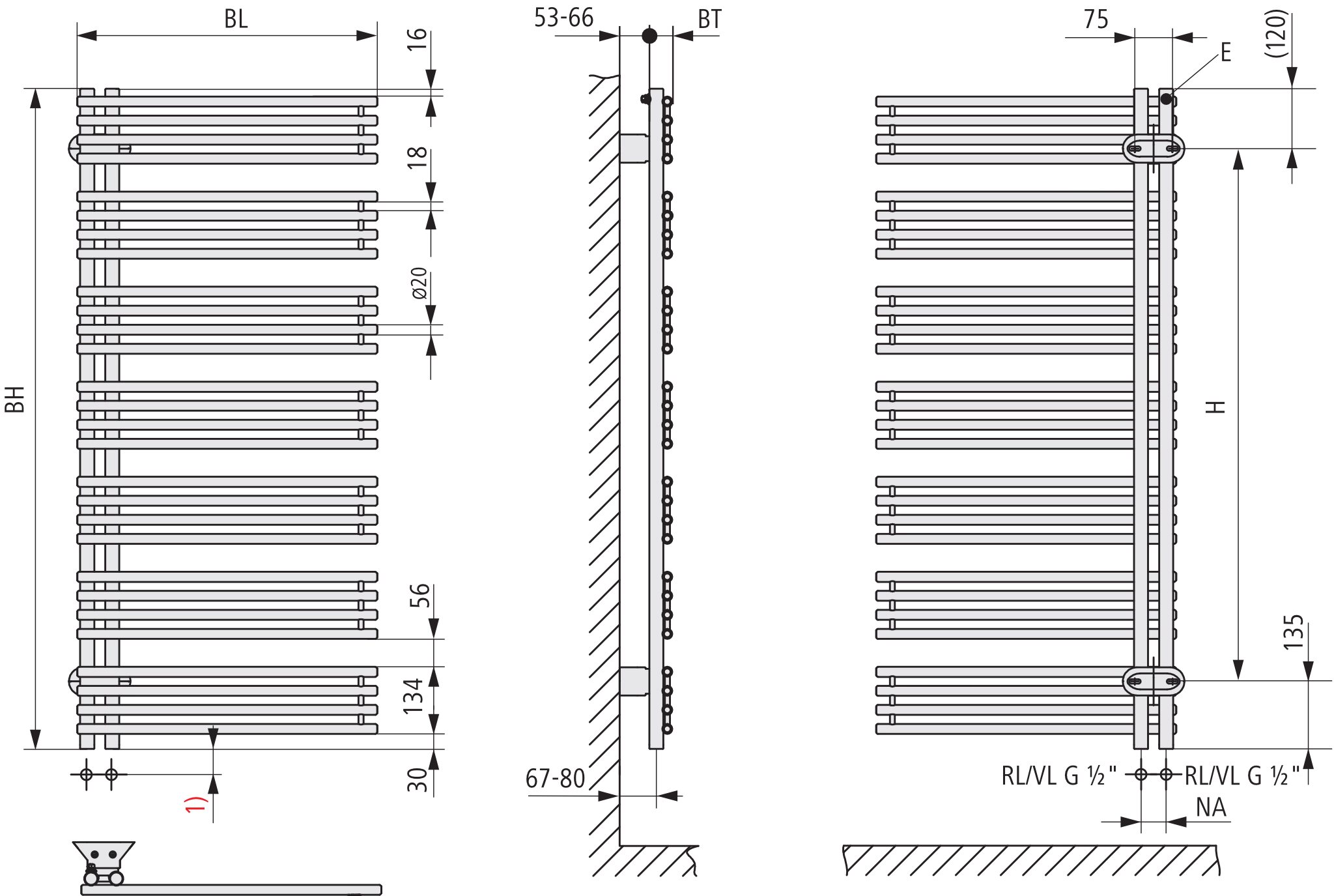 Kermi Design-Heizkörper „Diveo®“ 45 × 94 cm in Weiß Kermi Design-Heizkörper „Diveo®“ 45 × 94 cm in Weiß