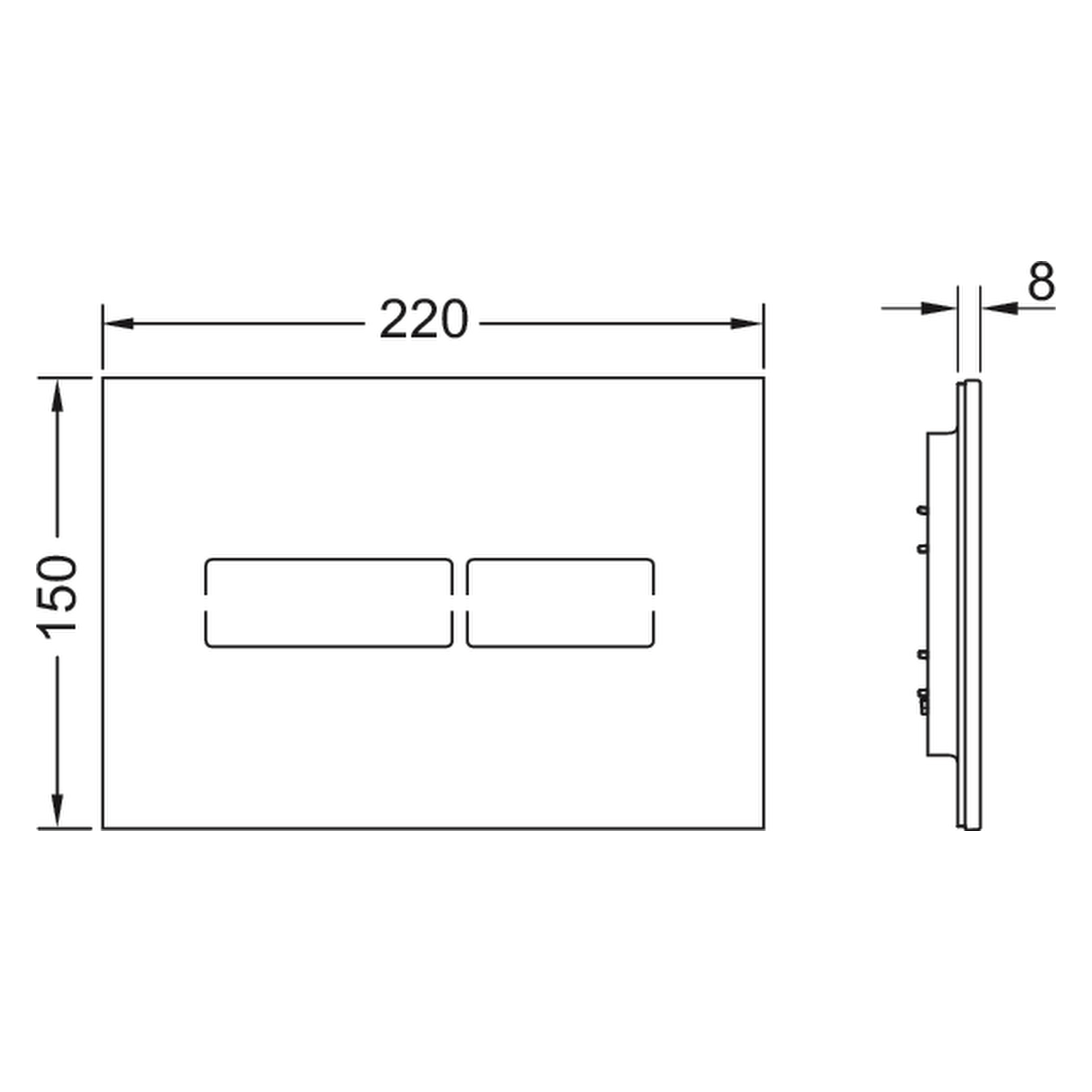 Lux Mini flache WC-Glasbetätigungsplatte, berührungsloser Auslösung, weiß 22 × 15 × 0,8 cm