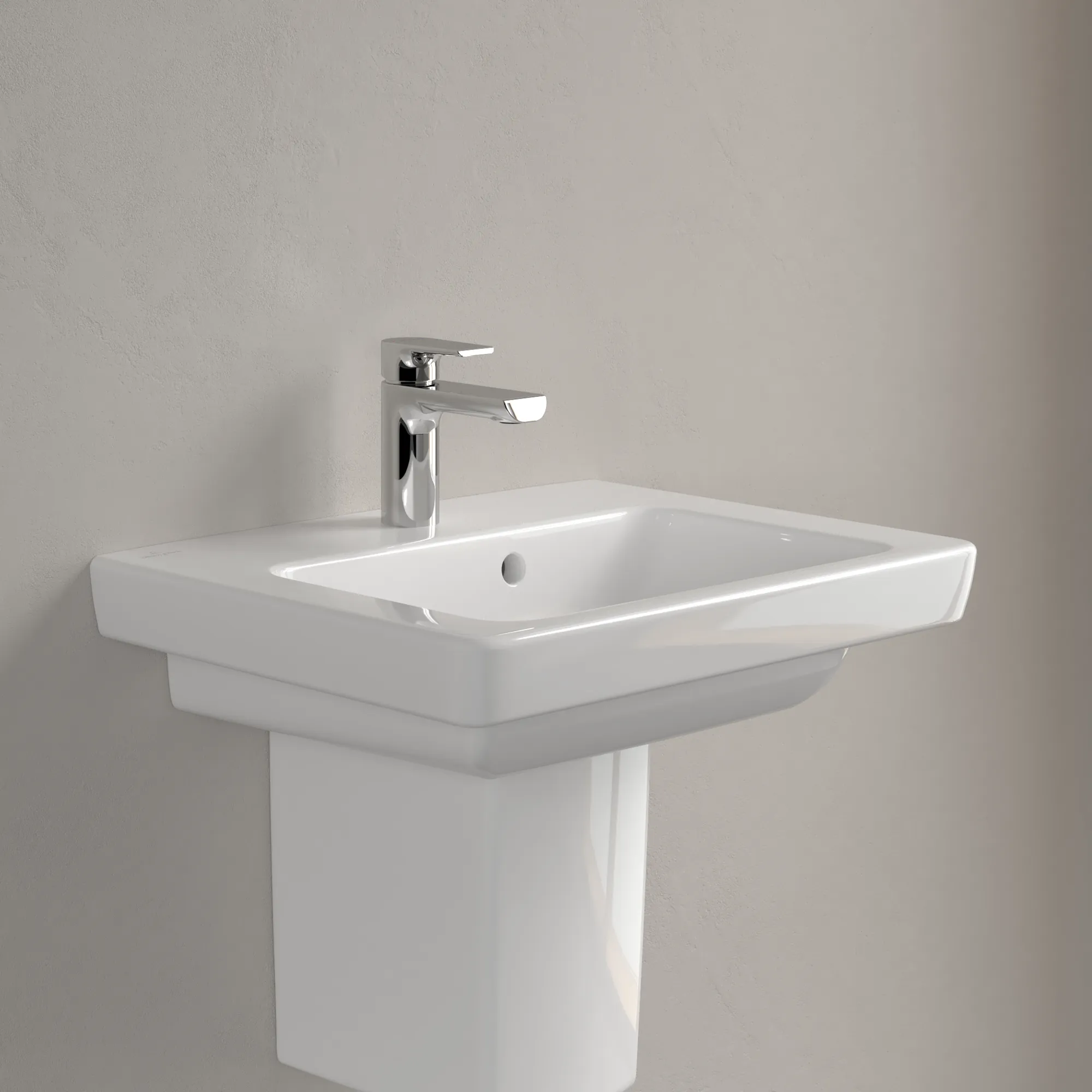 Villeroy & Boch Handwaschbecken „Subway 2.0“ 500 × 400 × 140 mm, mit Hahnlochbohrung, Hahnlochposition mittig, mit Hahnlochbank in Weiß Alpin Villeroy & Boch Handwaschbecken „Subway 2.0“ 500 × 400 × 140 mm, mit Hahnlochbohrung, Hahnlochposition mittig, mit Hahnlochbank in Weiß Alpin