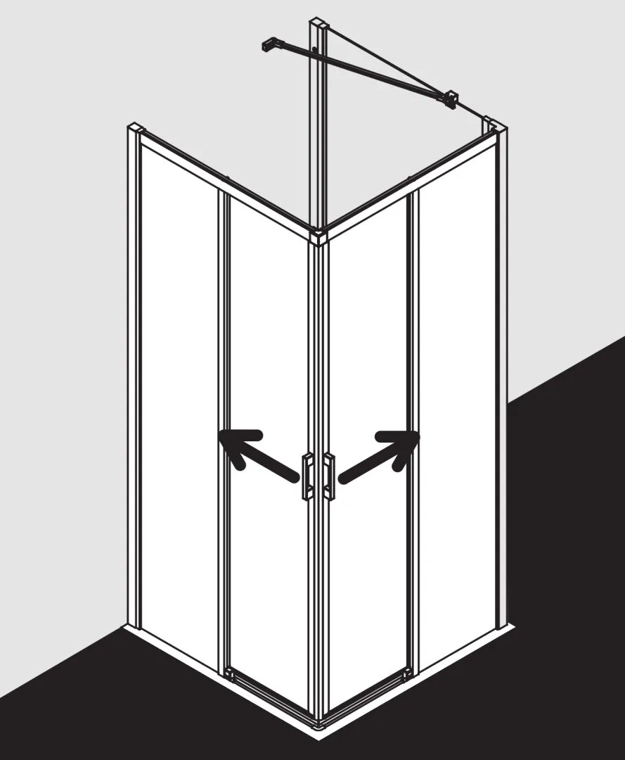 Kermi Duschtür Eckeinstieg 2-teilig (Gleittüren bodenfrei) Halbteil links „LIGA“ 185 cm Glas Klar, Profile Silber Hochglanz, Schiebetür zweiteilig