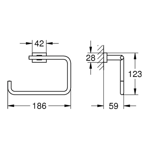 Grohe Essentials Cube Handtuchring 40510_1, Metall chrom Grohe Essentials Cube Handtuchring 40510_1, Metall chrom