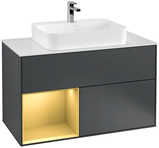 Villeroy & Boch Waschtischunterschrank „Finion“ für Schrankwaschtisch 1000 × 603 × 501 mm Midnight Blue Matt Lacquer, für Becken mittig
