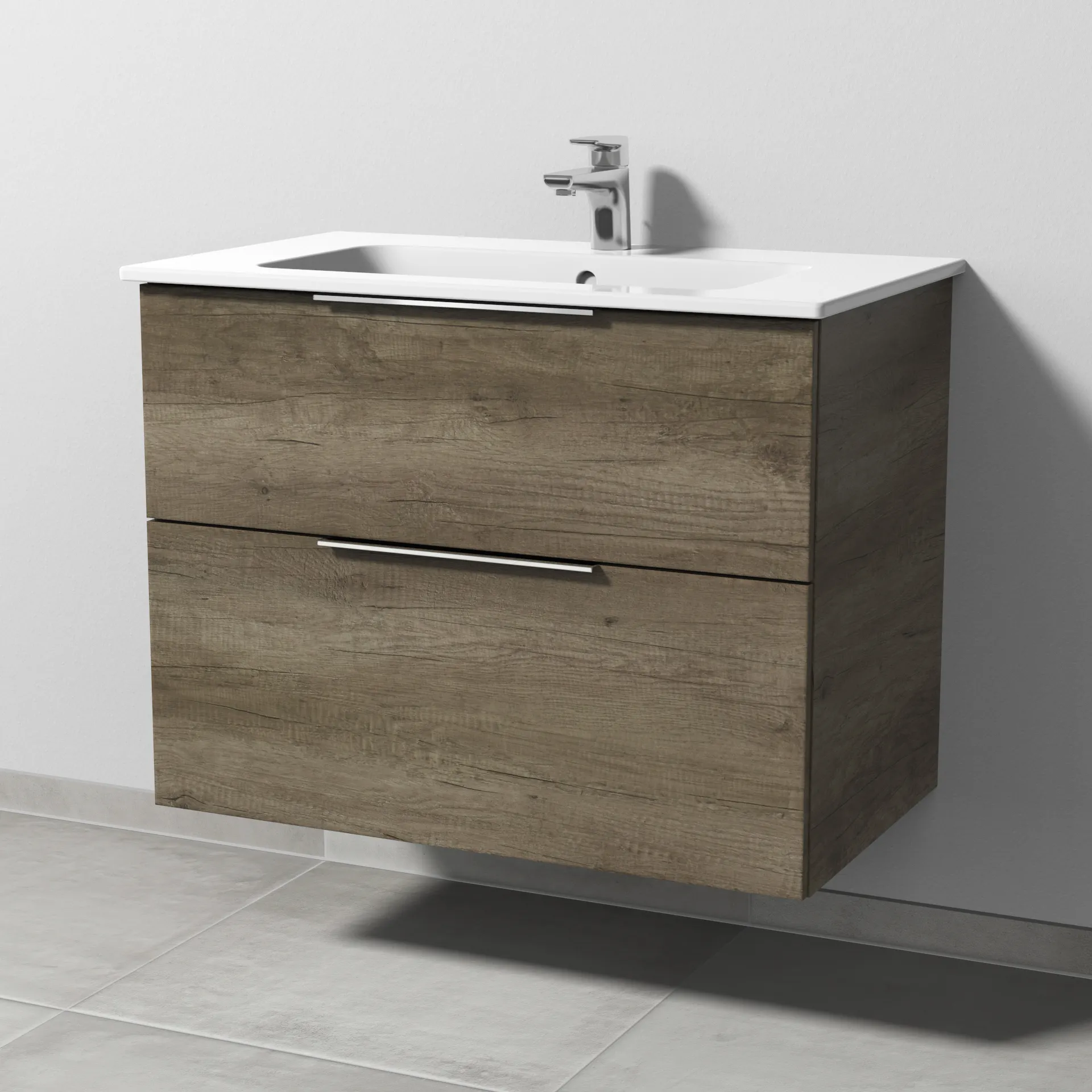 Sanipa Waschtischunterschrank „3way“ passend zu Keramik-Waschtische ME by Starck von Duravit 800 × 613 × 467 mm in Eiche Nebraska