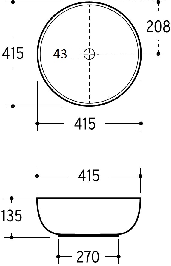 Aufsatzwaschtisch AqvaCeramica "SlimRim" - Durchmesser 415 mm - Höhe 135 mm - ohne Überlauf - weiß Aufsatzwaschtisch AqvaCeramica "SlimRim" - Durchmesser 415 mm - Höhe 135 mm - ohne Überlauf - weiß