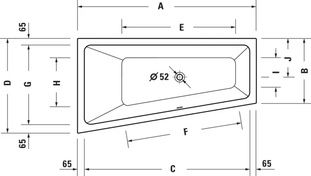 Duravit Badewanne „No.1“ trapez 1600 × 850 mm, links in Weiß Duravit Badewanne „No.1“ trapez 1600 × 850 mm, links in Weiß