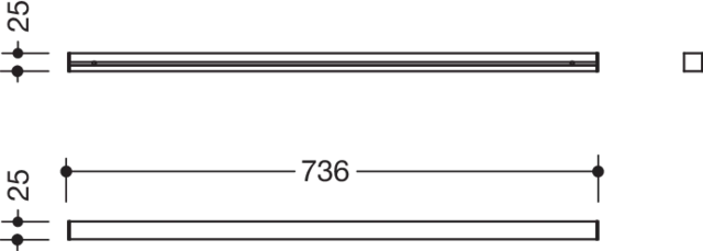 HEWI Ablage in 73,6 × 2,5 cm