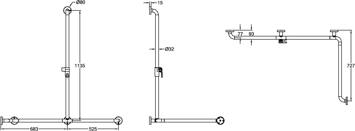 Villeroy & Boch Wandhandlauf T-Form mit Brausehalter „ViCare Funktion“ in weiß Villeroy & Boch Wandhandlauf T-Form mit Brausehalter „ViCare Funktion“ in weiß