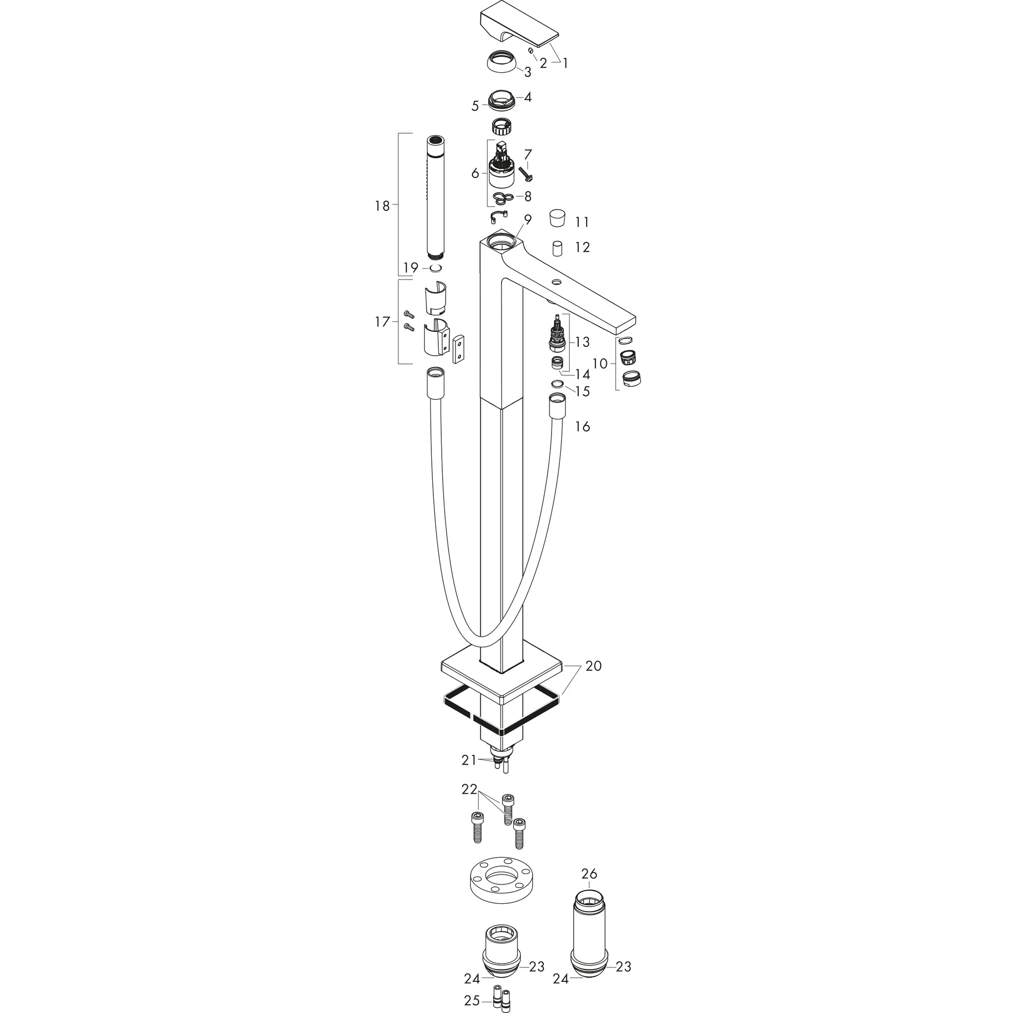 Hansgrohe Metropol Einhebel-Wannenmischer bodenstehend Brushed Black Chrome Hansgrohe Metropol Einhebel-Wannenmischer bodenstehend Brushed Black Chrome