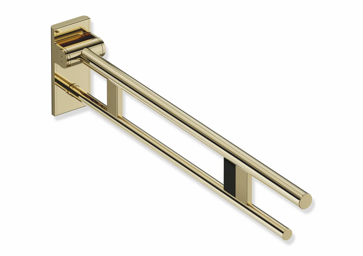 Mobiler Stützklappgriff Duo, Design A des Systems 900, Edelstahl, PVD, Ausladung 850 mm, mit Funk-Spülauslösung, Ausführung rechts, in Farbe CK (Messing glänzend)