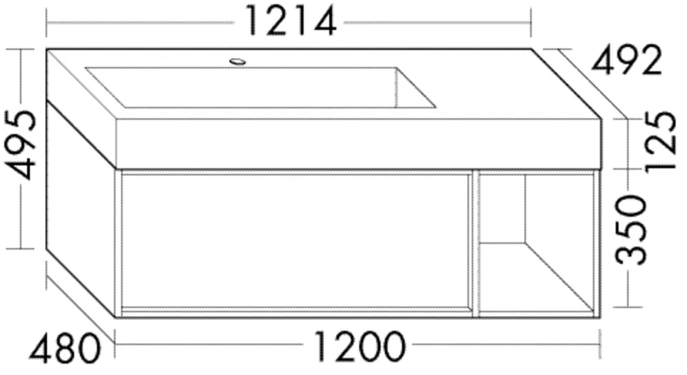 Mineralguss-Waschtisch Uomo inkl. Waschtischunterschrank – burgbad, Serie Uomo, 1.214 x 492 mm, Höhe 495 mm, Becken 776 x 331 mm, Muldentiefe 90 mm Mineralguss-Waschtisch Uomo inkl. Waschtischunterschrank – burgbad, Serie Uomo, 1.214 x 492 mm, Höhe 495 mm, Becken 776 x 331 mm, Muldentiefe 90 mm