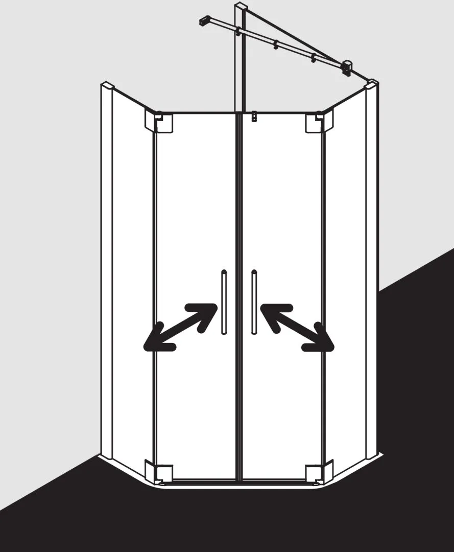 Kermi Duschdesign Fünfeck-Duschkabine mit Pendeltüren mit Festfeldern für gleichschenklige Wannen „PASA XP“ Glas Klar, Profile Silber Mattglanz, BV: 870 - 900 mm GAK: 855 - 885 mm WE: 880 - 910 mm H: 1850 mm Kermi Duschdesign Fünfeck-Duschkabine mit Pendeltüren mit Festfeldern für gleichschenklige Wannen „PASA XP“ Glas Klar, Profile Silber Mattglanz, BV: 870 - 900 mm GAK: 855 - 885 mm WE: 880 - 910 mm H: 1850 mm