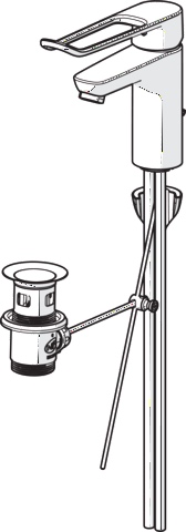Einhand-Waschtischarmatur Bedienungshebel lang mit Zugstange „Clinica“ Ausladung 114 mm in Chrom Einhand-Waschtischarmatur Bedienungshebel lang mit Zugstange „Clinica“ Ausladung 114 mm in Chrom