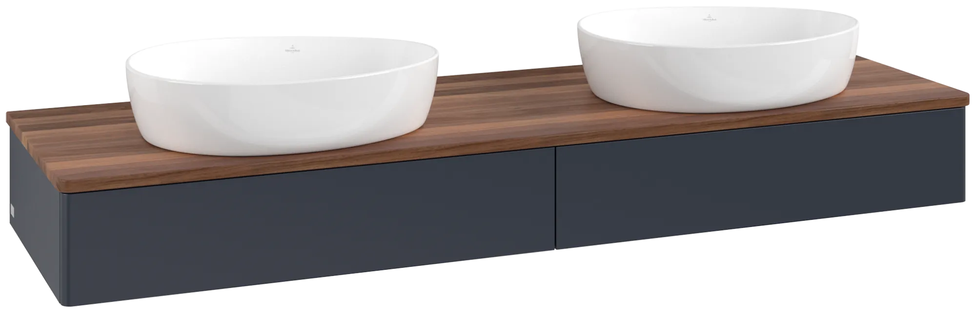 Villeroy & Boch Antao Waschbeckenunterschrank K17_1, 1600x190x500 mm, Midnight Blue Matt Lacquer / Warm Walnut