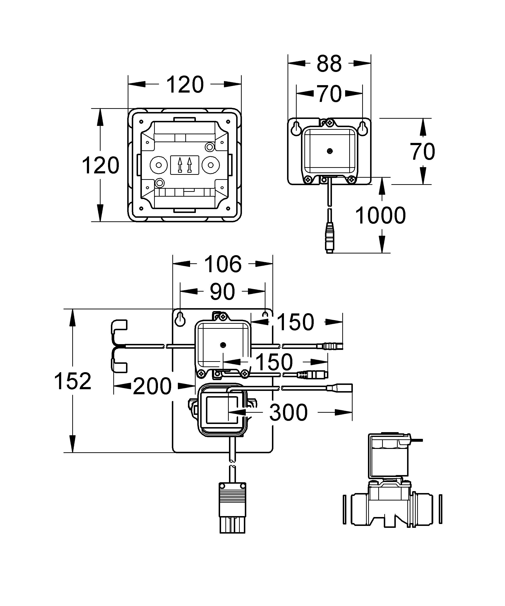 Austausch-Elektronik Radar 43863, für Urinal, 230 V AC