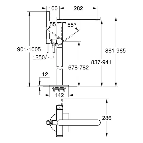 Einhand-Wannenbatterie Plus 23846_3, Bodenmontage, Fertigmontageset für 45984, mit Handbrauseset und Brauseschlauch, eigensicher, chrom Einhand-Wannenbatterie Plus 23846_3, Bodenmontage, Fertigmontageset für 45984, mit Handbrauseset und Brauseschlauch, eigensicher, chrom