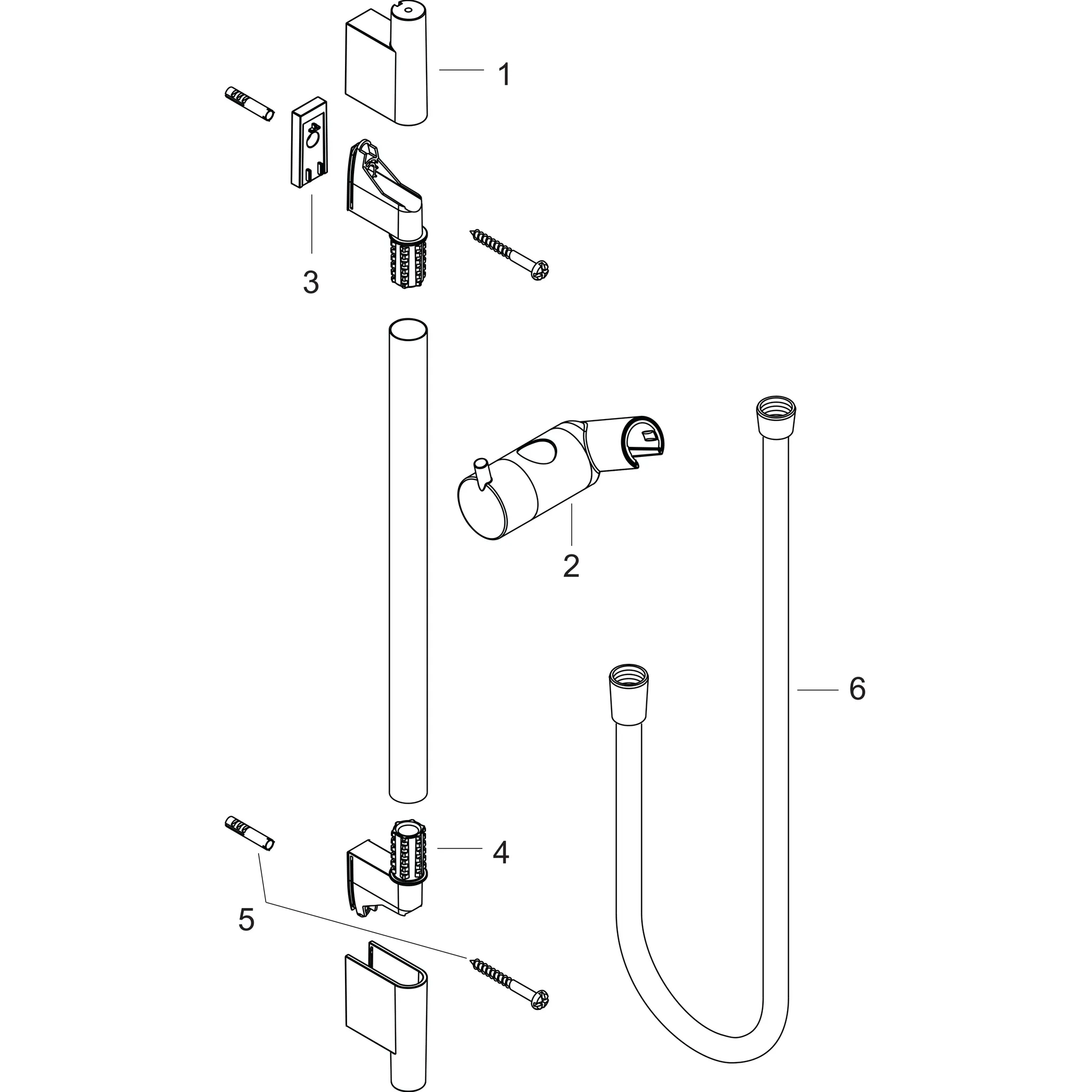 Hansgrohe Unica Brausestange S Puro 65 cm, mattschwarz, Gesamtlänge 718 mm, Bohrabstand 625 mm, Brauseschlauch 160 cm