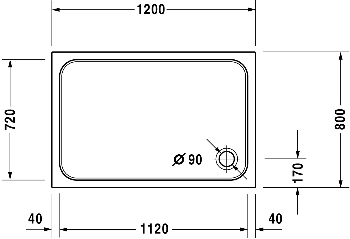 Duravit rechteck Duschwanne „D-Code“ 120 × 80 cm 