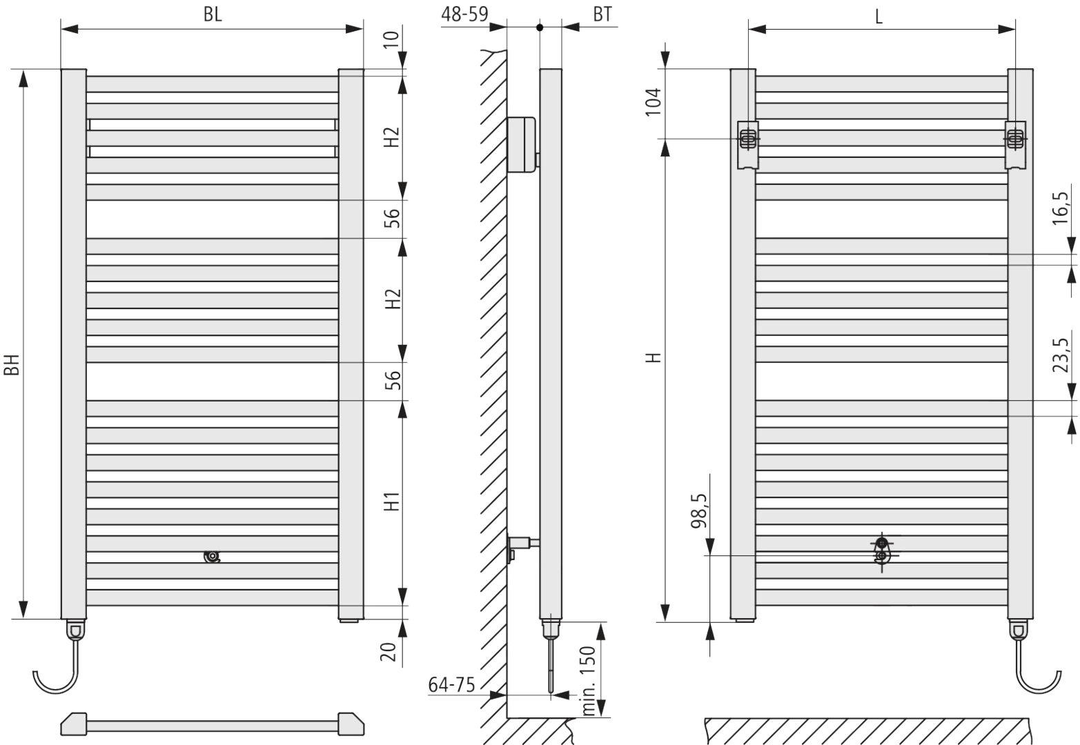 Kermi Design-Elektroheizkörper „Geneo® quadris-E“ 44,7 × 81,4 cm in Weiß