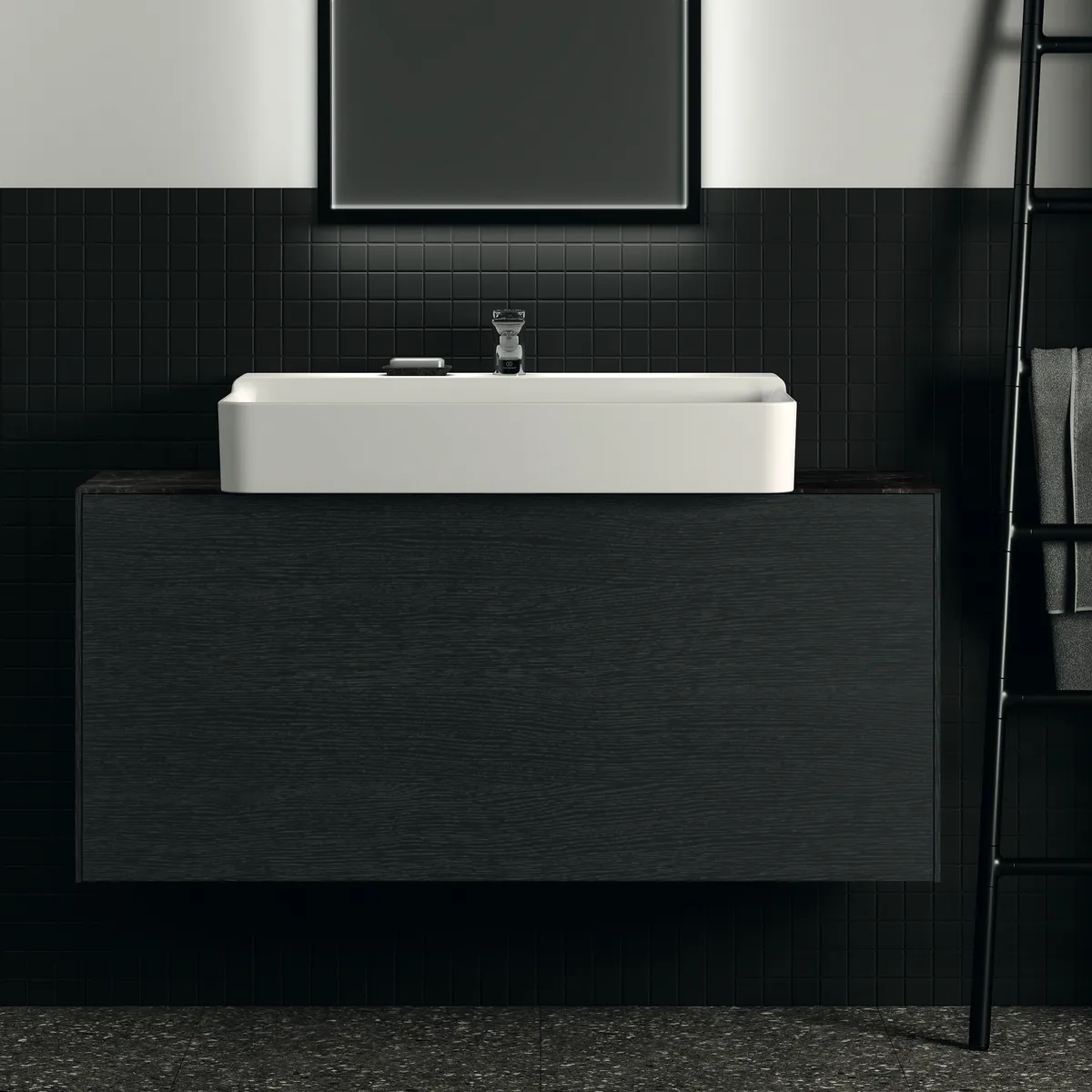 Ideal Standard Waschtischunterschrank „Conca“ 120 × 54 × 37,3 cm Eiche geflammt Furnier Ideal Standard Waschtischunterschrank „Conca“ 120 × 54 × 37,3 cm Eiche geflammt Furnier