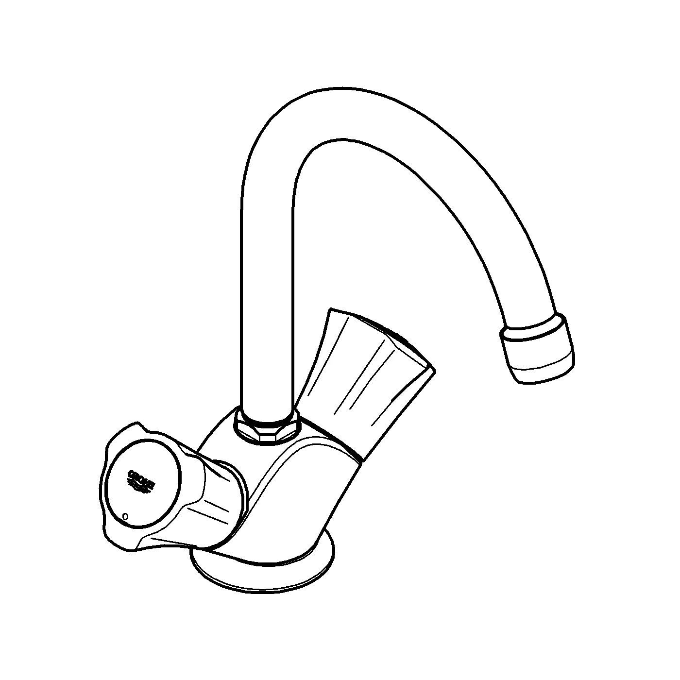 Waschtisch-Einlochbatterie Costa 21375_1, schwenkbarer Rohrauslauf, Zugstangen-Ablaufgarnitur 1 1/4'', chrom