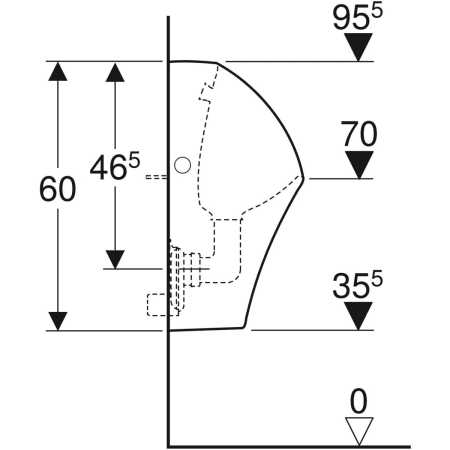 Urinal „Narva“, Zulauf von oben, Befestigung verdeckt, ohne Zielobjekt 33 × 60 × 30 cm in weiß alpin Urinal „Narva“, Zulauf von oben, Befestigung verdeckt, ohne Zielobjekt 33 × 60 × 30 cm in weiß alpin