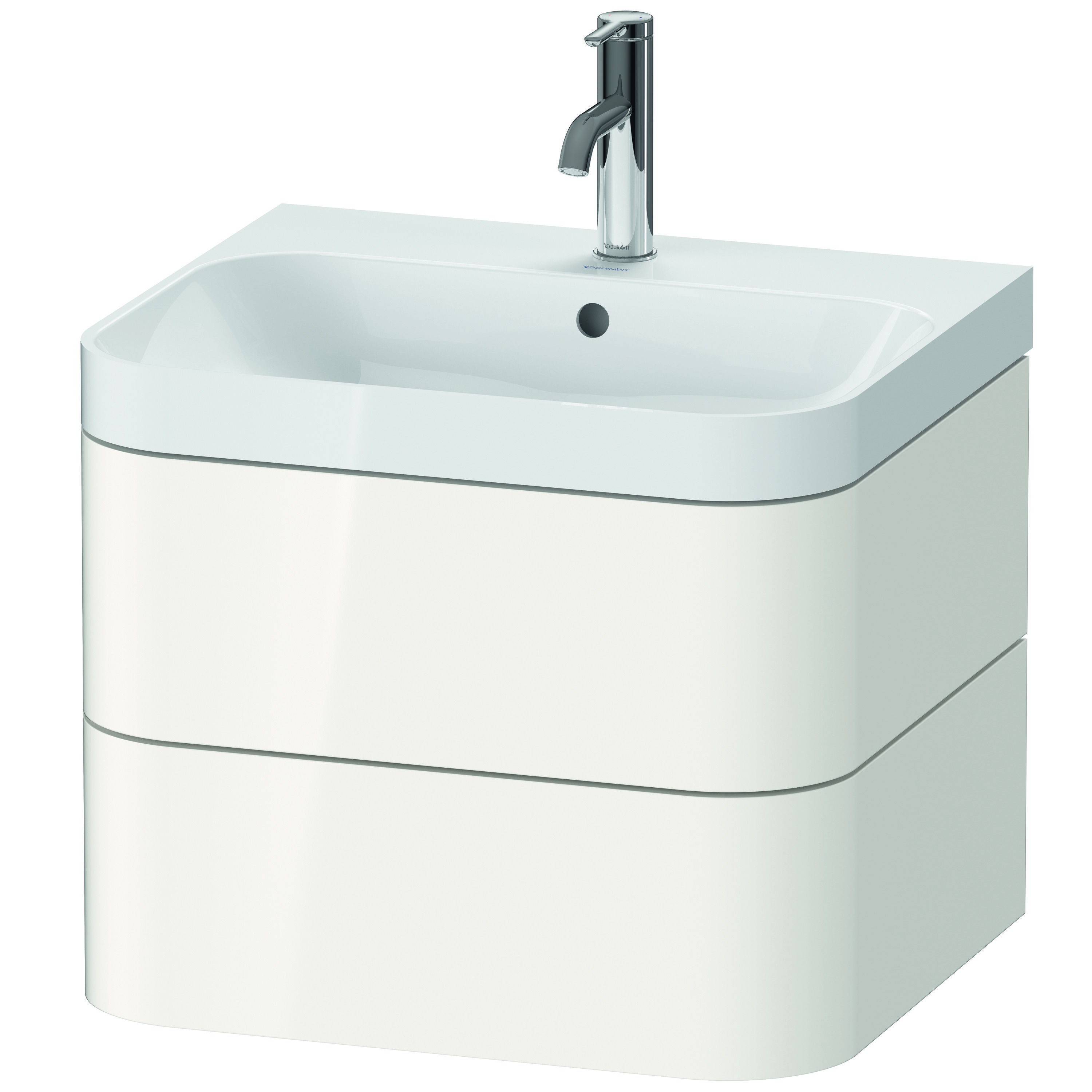 Duravit Waschtischunterschrank c-shaped Set wandhängend „Happy D.2 Plus“ 57,5 × 48 × 49 cm in Weiß Hochglanz