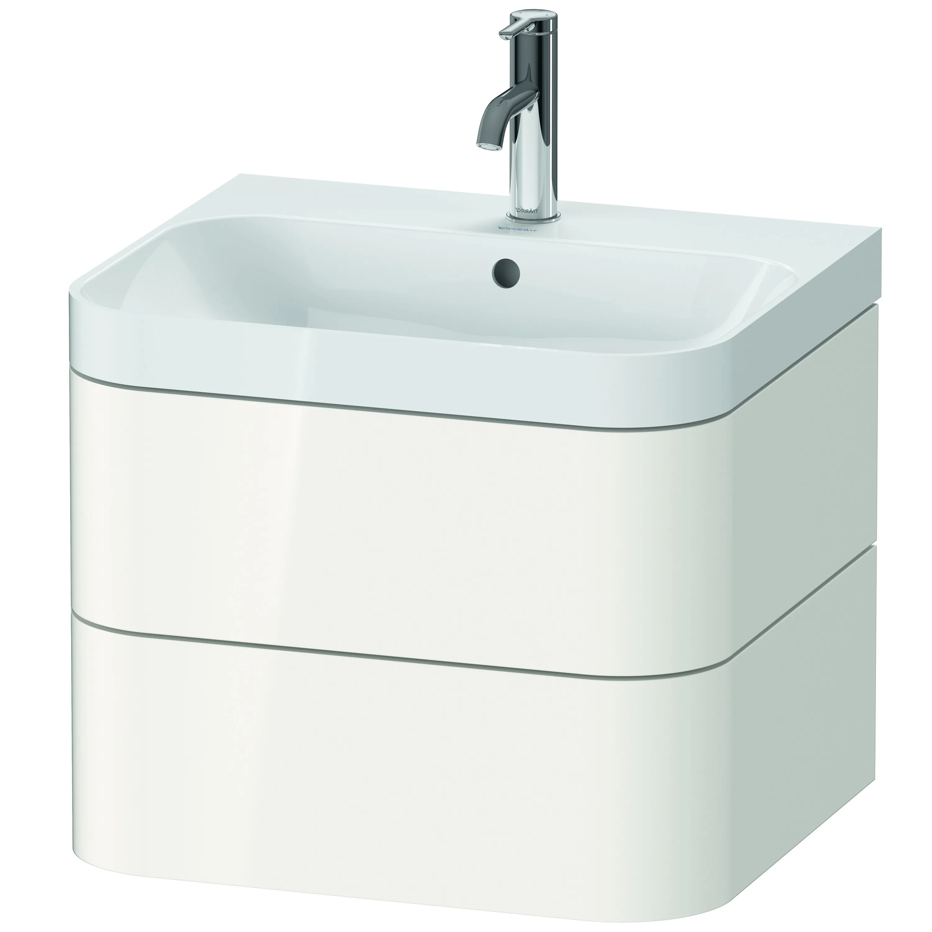 Duravit Waschtischunterschrank c-shaped Set wandhängend „Happy D.2 Plus“ 57,5 × 48 × 49 cm Weiß Hochglanz