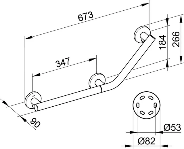 KEUCO Plan Care Winkelgriff 135 Grad rechts 673/266 mm silber-eloxiert KEUCO Plan Care Winkelgriff 135 Grad rechts 673/266 mm silber-eloxiert