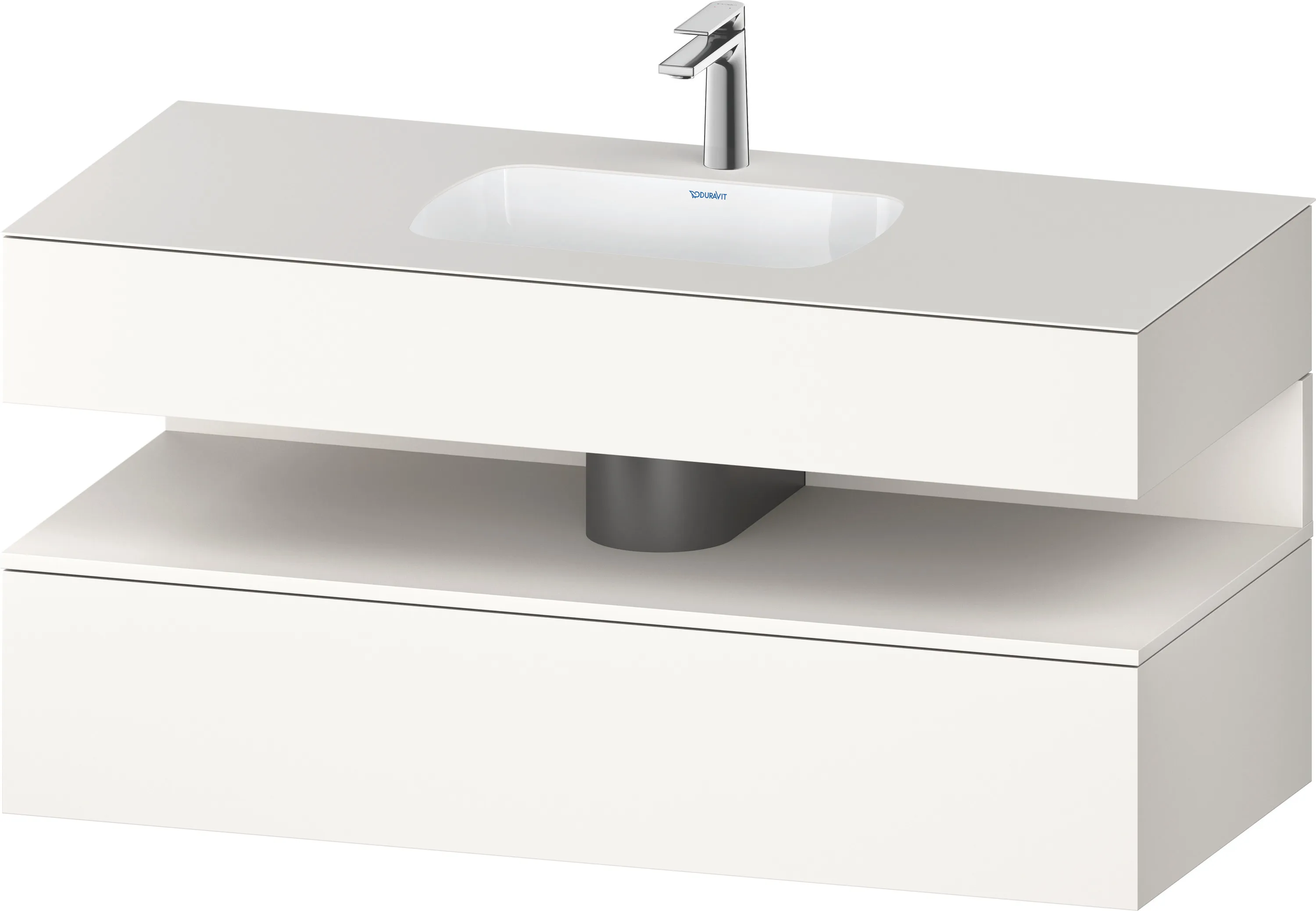 Einbauwaschtisch mit Konsolenwaschtischunterbau „Qatego“ 120 × 55 × 60 cm, mit Beleuchtung