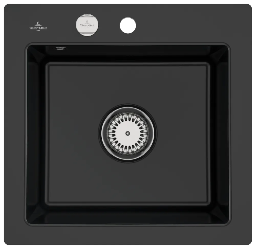 Villeroy & Boch flächenbündiges Küchenspülbecken „Subway“ 50 S flat 490 × 475 × 220 mm, für Becken mittig in Pure Black Villeroy & Boch flächenbündiges Küchenspülbecken „Subway“ 50 S flat 490 × 475 × 220 mm, für Becken mittig in Pure Black