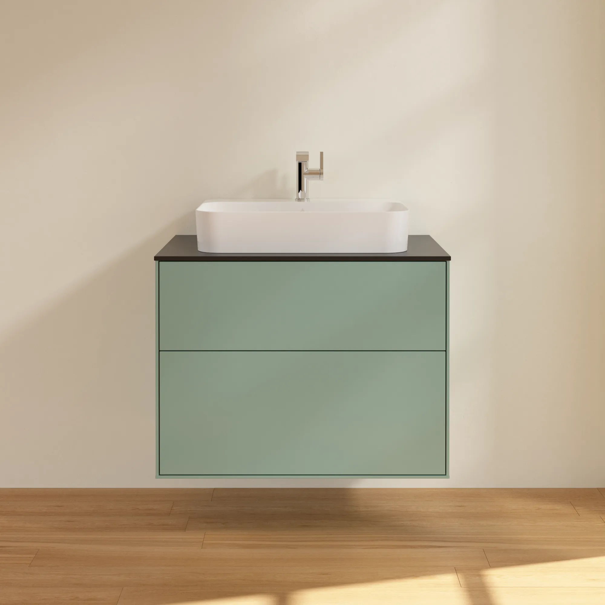 Villeroy & Boch Finion Waschbeckenunterschrank G34 800x603x501mm Olive Matt Lacquer / Glass Black Matt